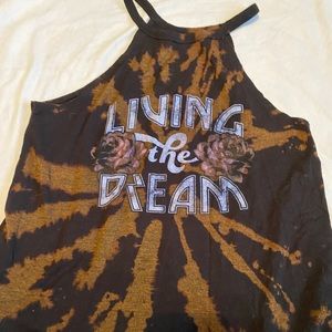•SOLD•Bleach Tie Dye Halter Neck Tank Top
